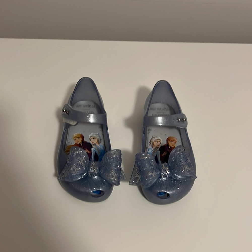 Mini Melissa Girls Light Blue Frozen II Jelly Shoes with Bow